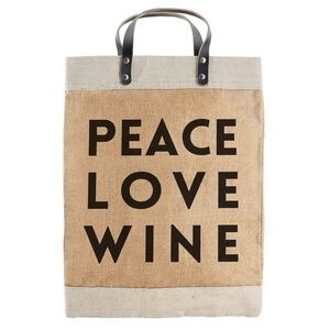 Peace Love Wine Large Canvas Tote